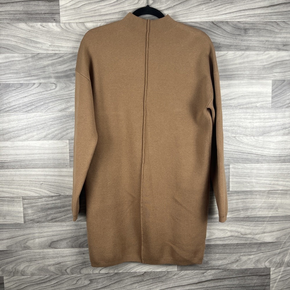 All : Row Tan Khaki Dress Ribbed Mock‎ Neck Knit Midi Women's Small Classic